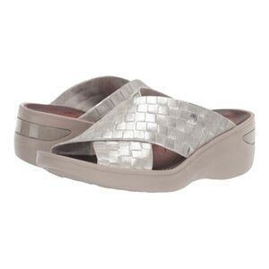 BZees  Dusty Silver Mules with Sleek Design and Comfort.